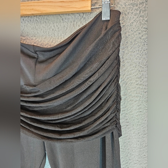 Mistress Rocks Womens Pants Sz L Black With Chiffon Overlay At Waist Back Zip - Picture 6 of 16